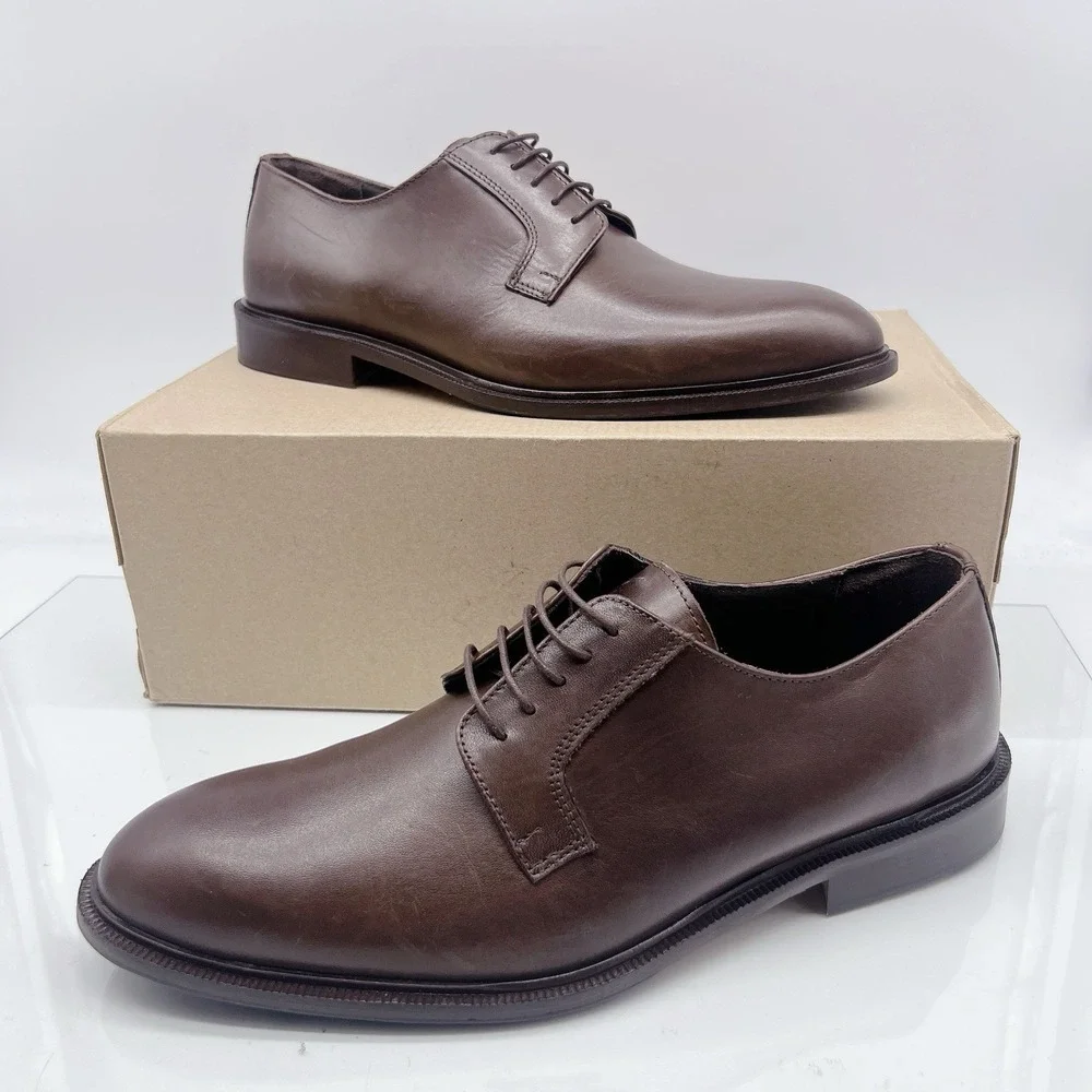 Bruno Magli Reno Men's Oxford Derby Dress Shoes Brown Leather Lace Up US 9.5